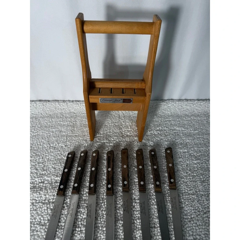 Carriage House Chef‎ Line Steak Knives Set with Wooden Block Washington Forge